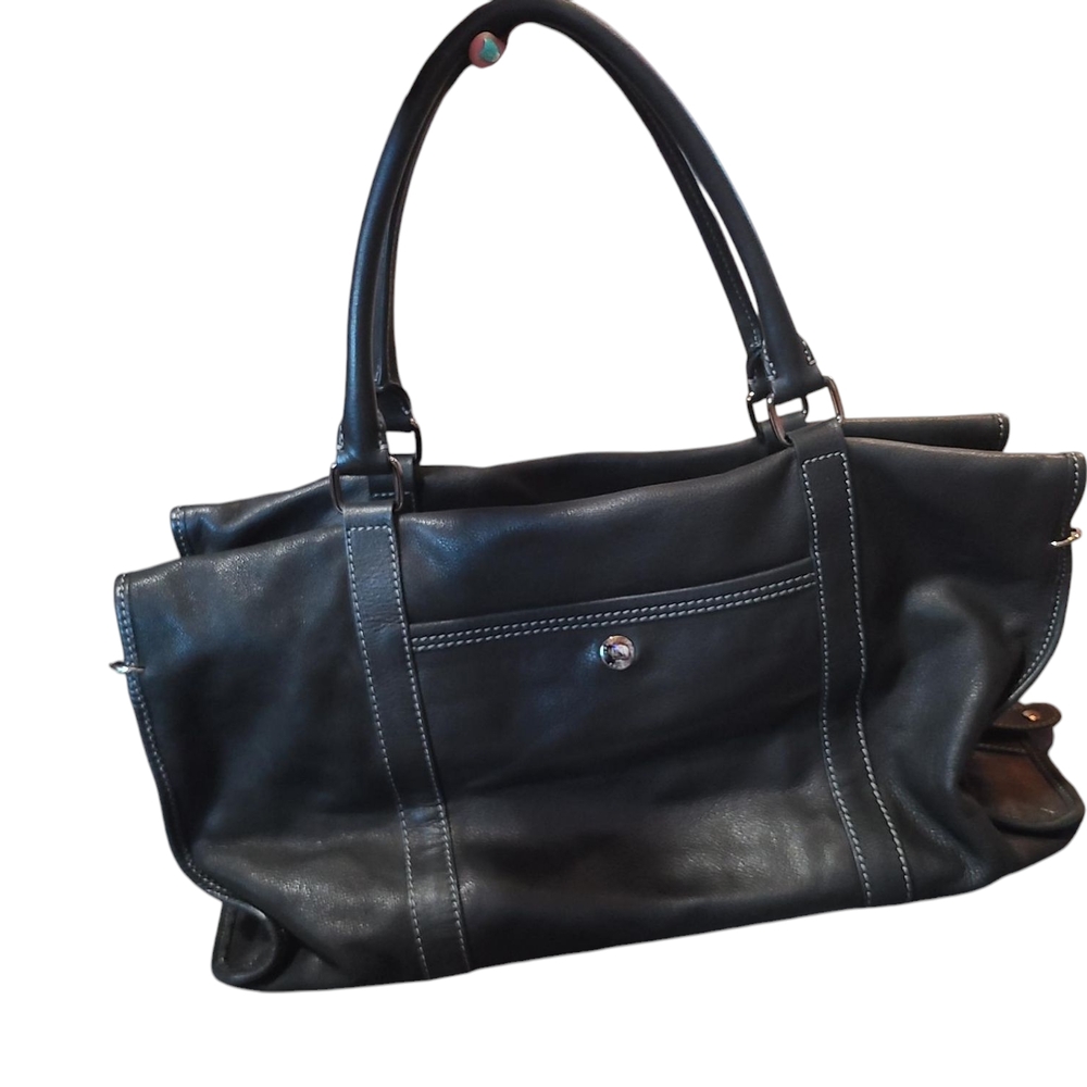 LAMBERTSON TRUEX Italian Buffalo Leather Zip Top Satchel